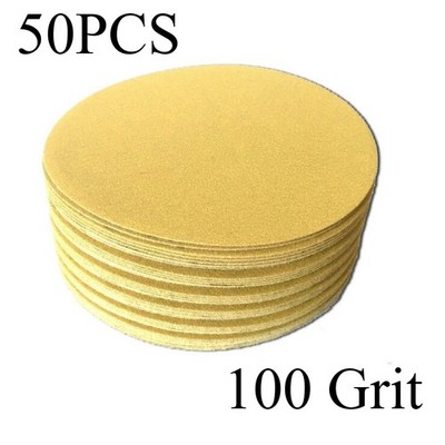 50pcs No Hole Sanding Discs 5In 100 Grit Round Hook and Loop Sanding Pads 125MM