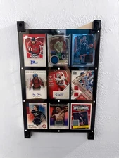 9 Card Sports Trading Card Magnetic Holder Heavy Duty Display Case W/ Wall Mount