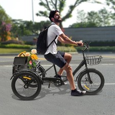 Bicicletta pieghevole 20 pollici 7 velocità 3 ruote triciclo per adulti con cestino della spesa