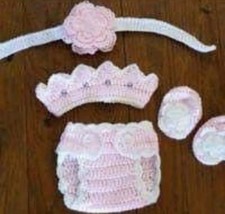 Crochet Baby Girl Princess Diaper Cover Outfit Photo Prop