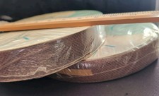 Lot 2 Vtg Susan Crane Ribbon 1-1/2" Mesh Perhaps Burlap Sealed 9" Diameter Rolls