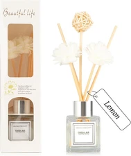 Reed Diffuser Set, 1.7 oz Scent Diffuser with Sticks, Lemon Scent for Bathroom