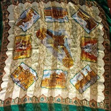 Vintage Italian Landmark Print Scarf Rome Piazza Di Spagna Basilica Di S. Paolo