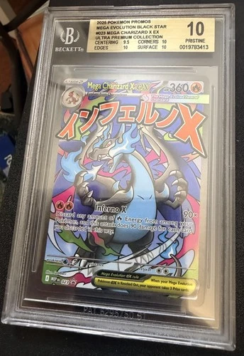 2025 Pokemon Mega Evolution Black Star #023 Mega Charizard X EX BGS 10 Pristine