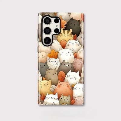 Cozy Cute Cat Print Tough Case für Samsung Galaxy S20 S23 S24 S25 Ultra Plus