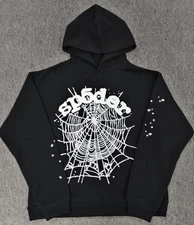 Black Sp5der Worldwide Hoodie Size S-XL