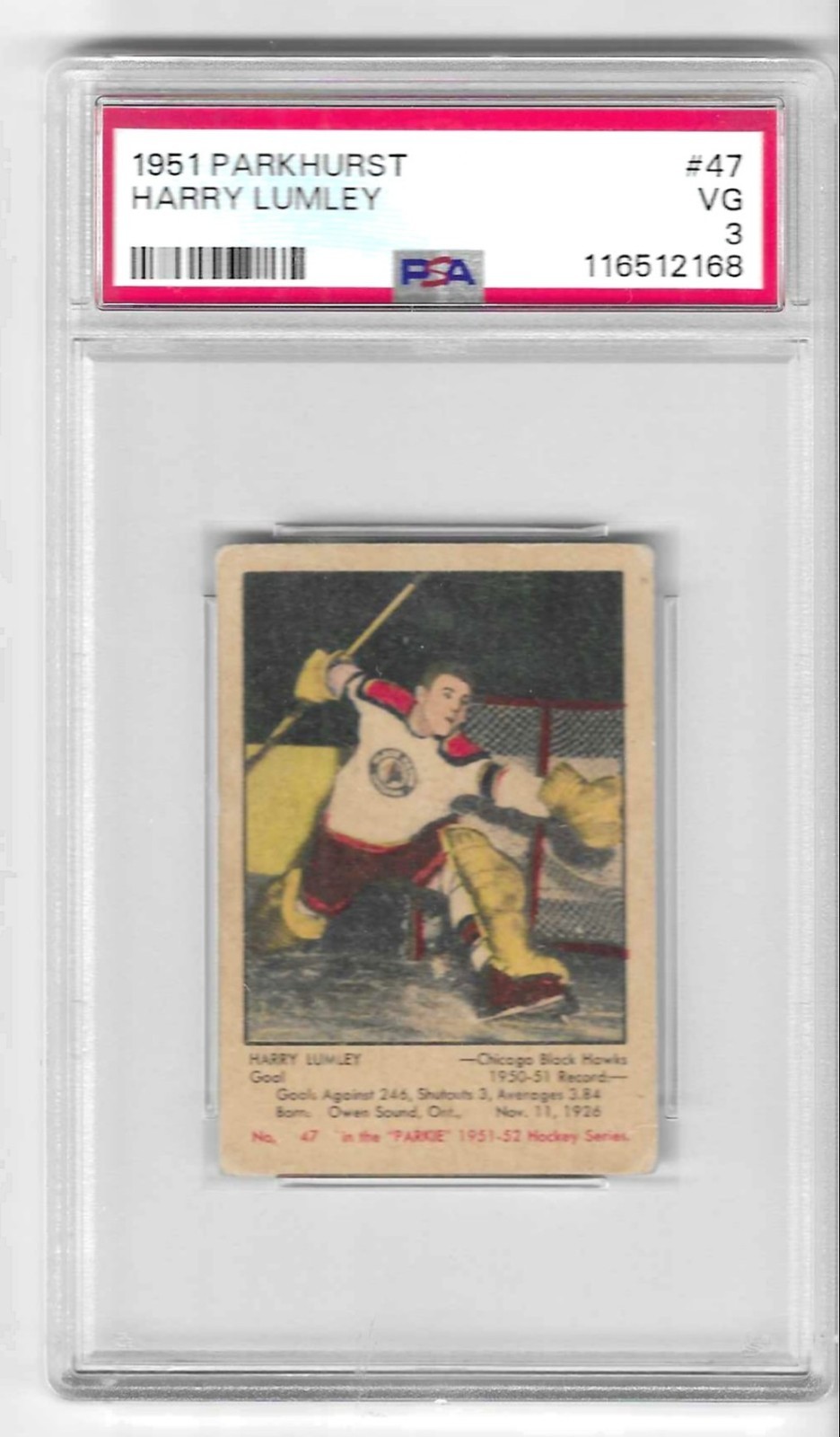 1951 Parkhurst #47 Harry Lumley HOF Rookie Card PSA 3 VG