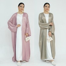 Women Rhinestone Open Abaya Cardigan Dubai Long Dress Kaftan Robe Ramadan Eid