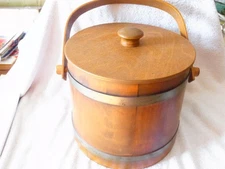 Vintage Primitive Basketville Putney Vermont Wood Brass Firkin Syrup Bucket Lid