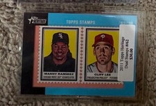 2011 Topps Heritage Encased Stamps Cliff Lee/Manny Ramirez /62 – PHI/CHI