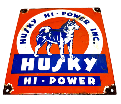 #ad #ad Husky Gasoline Vintage Porcelain Sign Service Station Motor Oil Pump Plate $96.00
