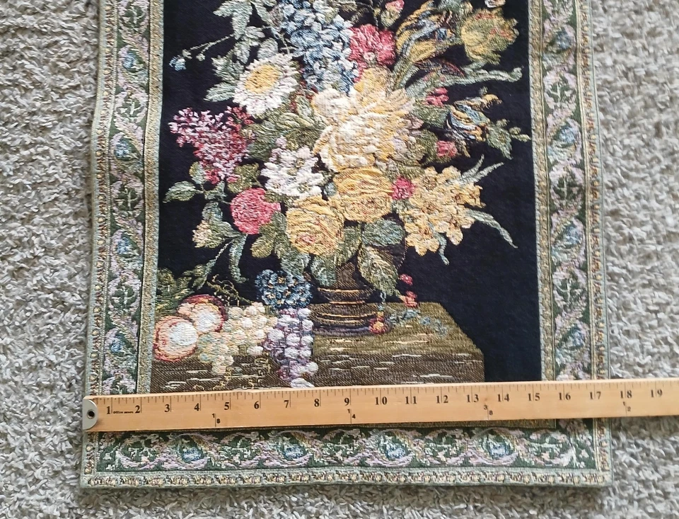 Vintage Tapisserie du Lion French Floral Still Life Wall Tapestry 62x45cm France - Image 4 of 4