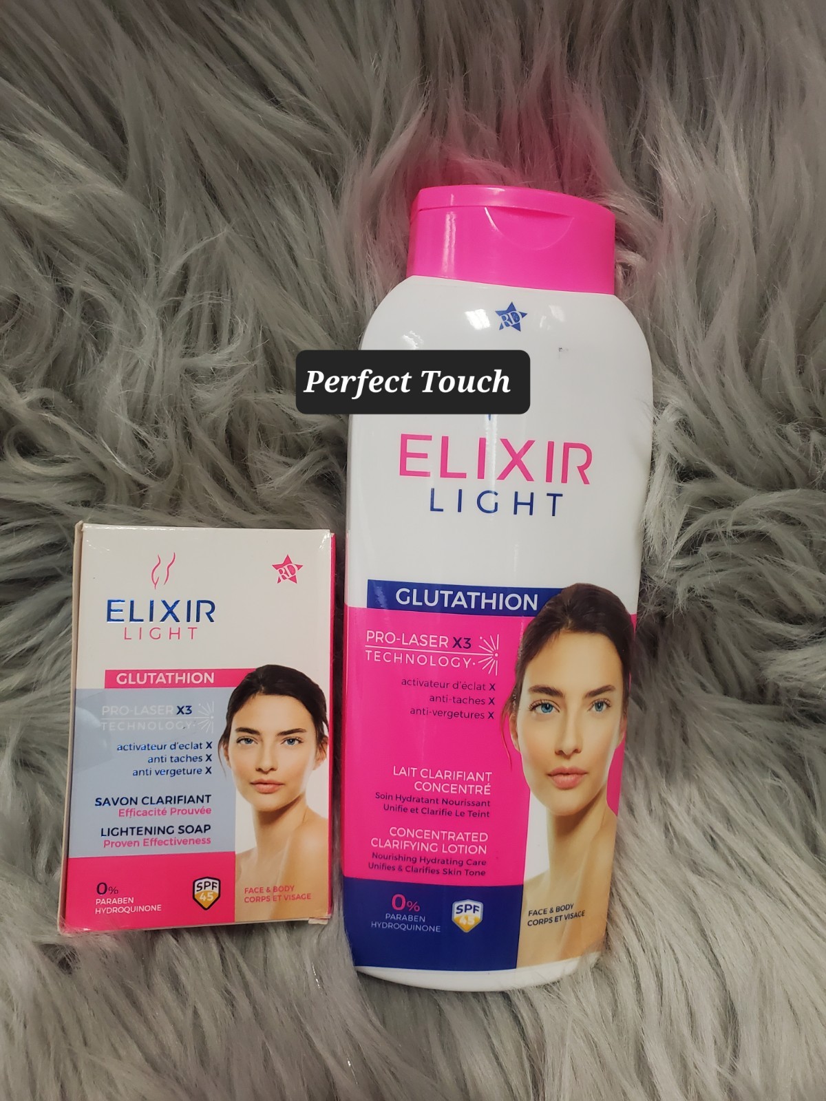Elixir Light Glutathione Clarifying Body Lotion 500ml with SPF45 Soap