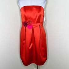 Bari Jay Bridesmaid Dress 14 Brick Strapless Flower Wedding Special Occasion New