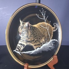 BOBCAT Plate Nature's Nighttime Realm Gregg Murray Hamilton Big Cat Black Gold
