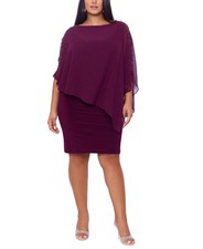 Xscape Plus Size Beaded Chiffon Popover Dress Size 16W