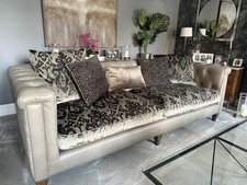 Alexander James  Barker Stonehouse 3 Seater Sofa Grey Leather & Fabric 