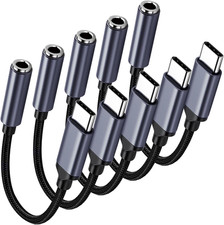 5 Pack USB C to 3.5Mm Headphone Jack Adapter Type C Audio Aux Cable Dongle Compa