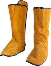 QWORK Fireproof Shoe Leg Cover Leather for Welding Welder Work Boot 1 Pair