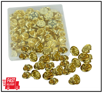 #ad #ad 100PCS Pin Backs Metal Locking Pin Backs Brass Clutch for Brooch Tie Hat Badge $9.45