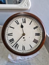 Antique Mahogany Fusee School Clock Railway Clock
