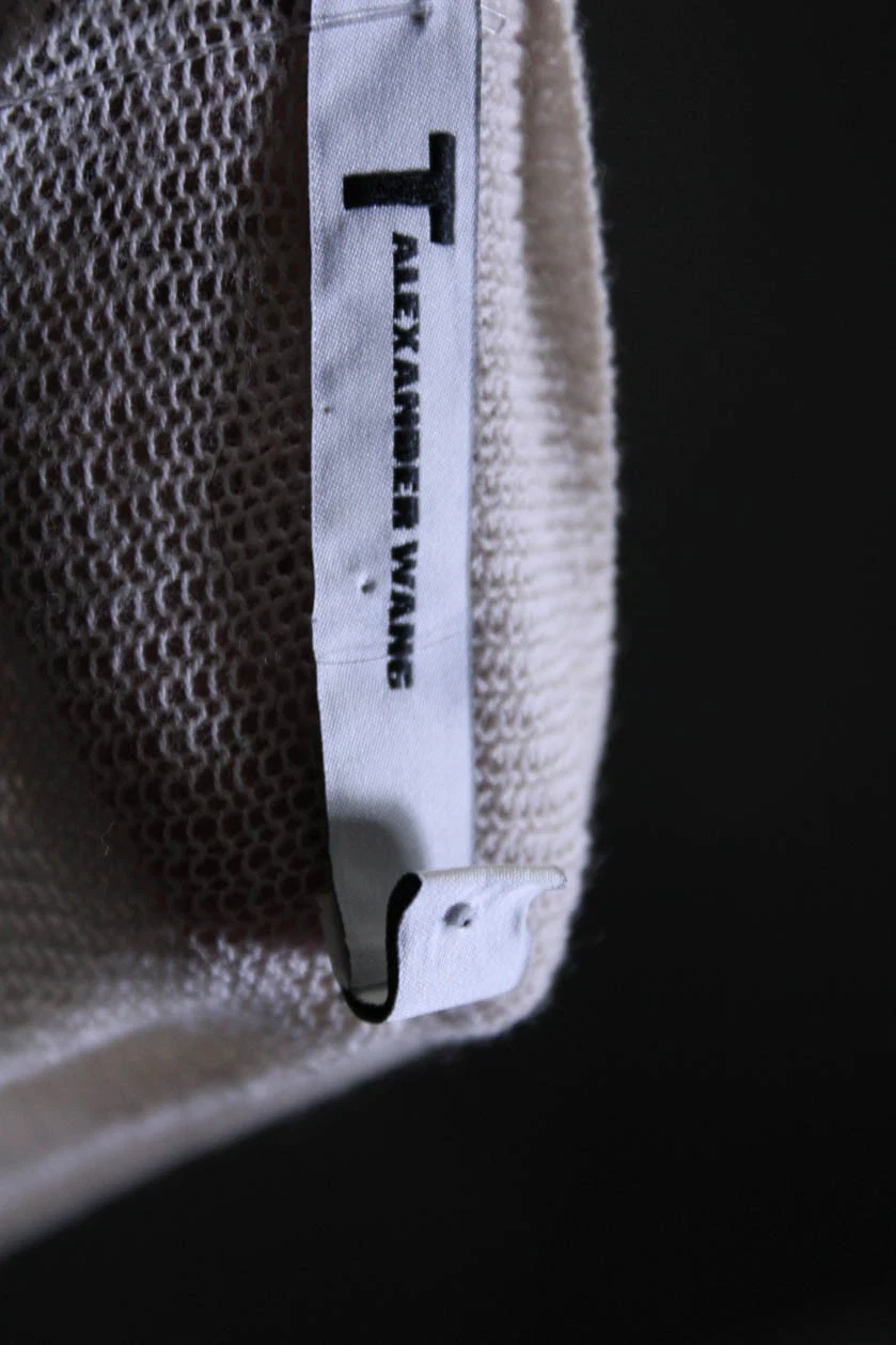 Felpa donna T Alexander Wang manica lunga scollo a V maglia beige cotone grande