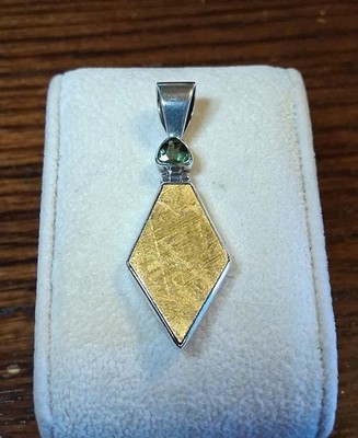 Sterling Starborn Moldavite & Gibeon Meteorite Pendant 6.9g See Pics/Description