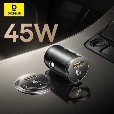 Baseus 45W Mini Car Charger UFCS PPS QC PD Fast Charging for iPhone Samsung