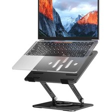 Laptop Stand with 360 Rotating Base, Ergonomic Adjustable Notebook Riser
