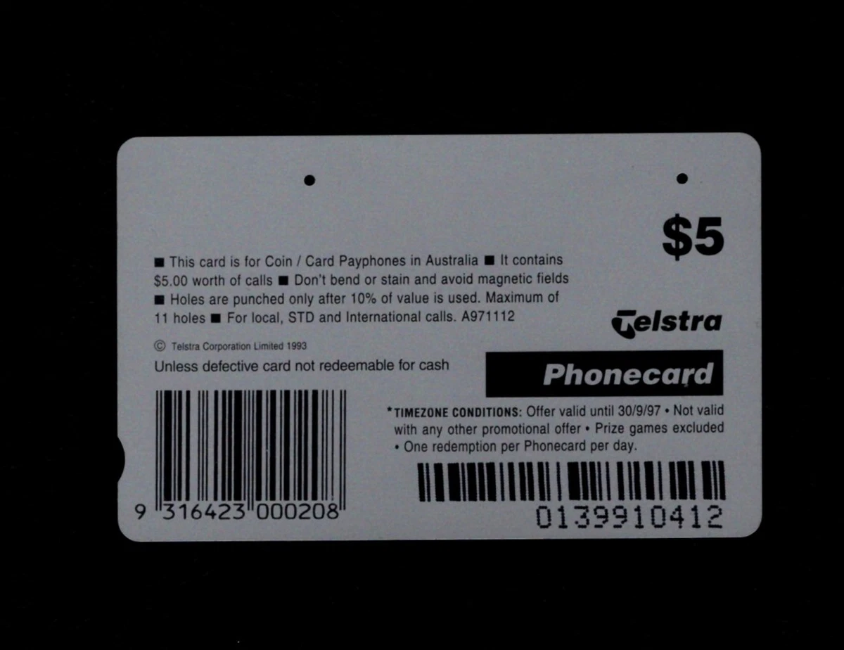 Telstra Used Phonecard - $5 Timezone