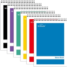 Top Spiral Notebook 6X9 6 Pack, Steno Pads Spiral Notebooks with Gregg Ruled Whi