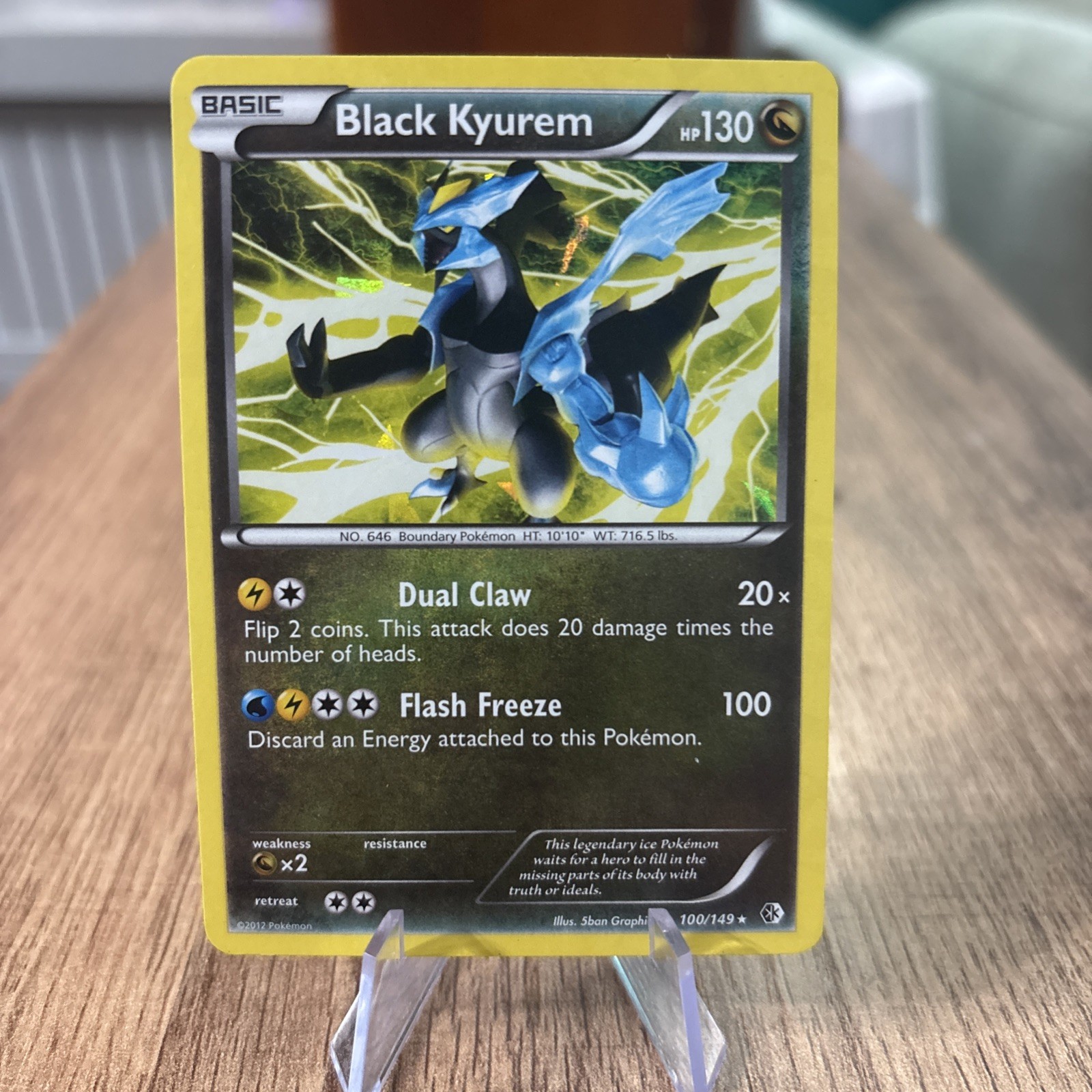 Black Kyurem 100/149 Rare Boundaries Crossed Pokemon Cracked Ice Holo LP