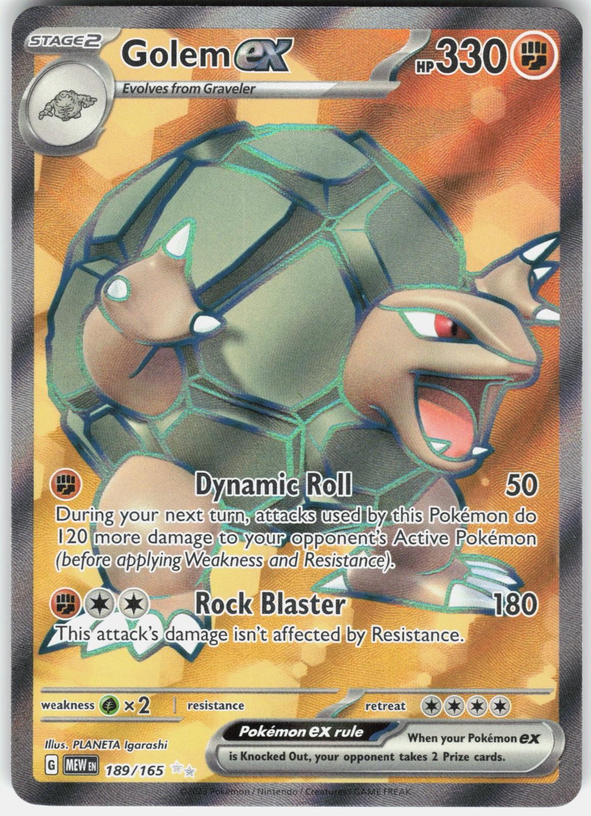 Golem ex 189/165 Ultra Rare 151 Pokemon Holo Near Mint