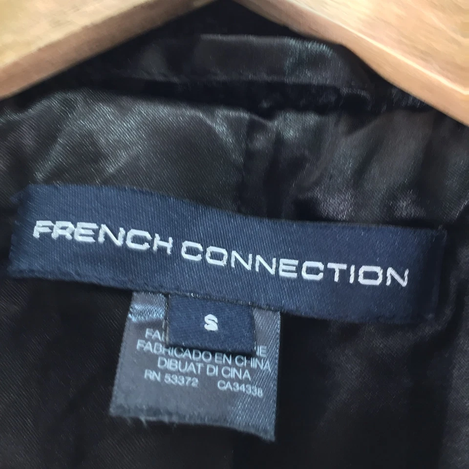 Gabardina French Connection talla S negra imitación piel peluche manga larga 114679 Foto 4 de 4