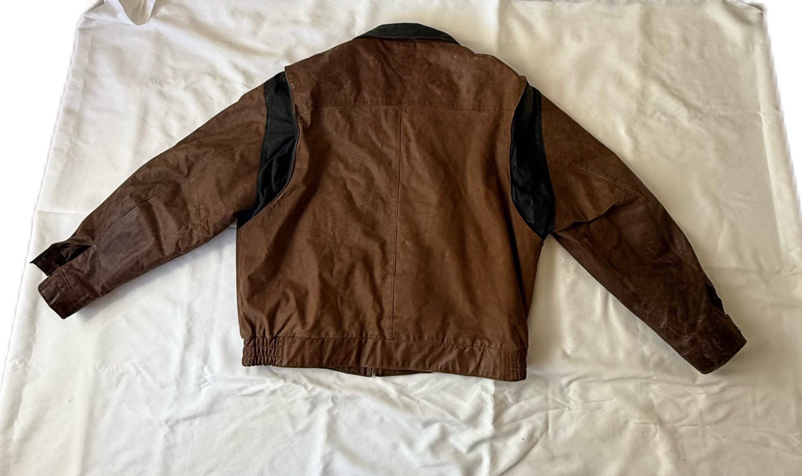 VTG Clipper Mist London Town Men’s Brown w/black Accents Leather Jacket SZ XL 