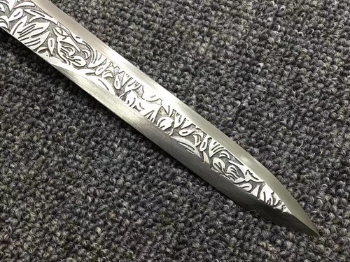 Chinese KungFu Sword Outdoor Hunting Spear Battle Knife High Carbon Steel Sharp - Picture 5 of 7
