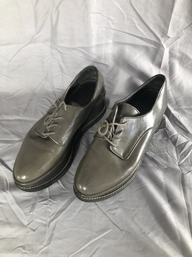 Stuart Weitzman Women's Gray/Black Leather Lace-Up Platform Creepers Size 6.5M - Picture 2 of 6