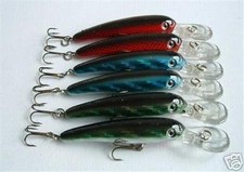 6 NEW Diving Minnow Fishing Crankbait Lure Bait 4.5" treble hooks 0.5 oz lures