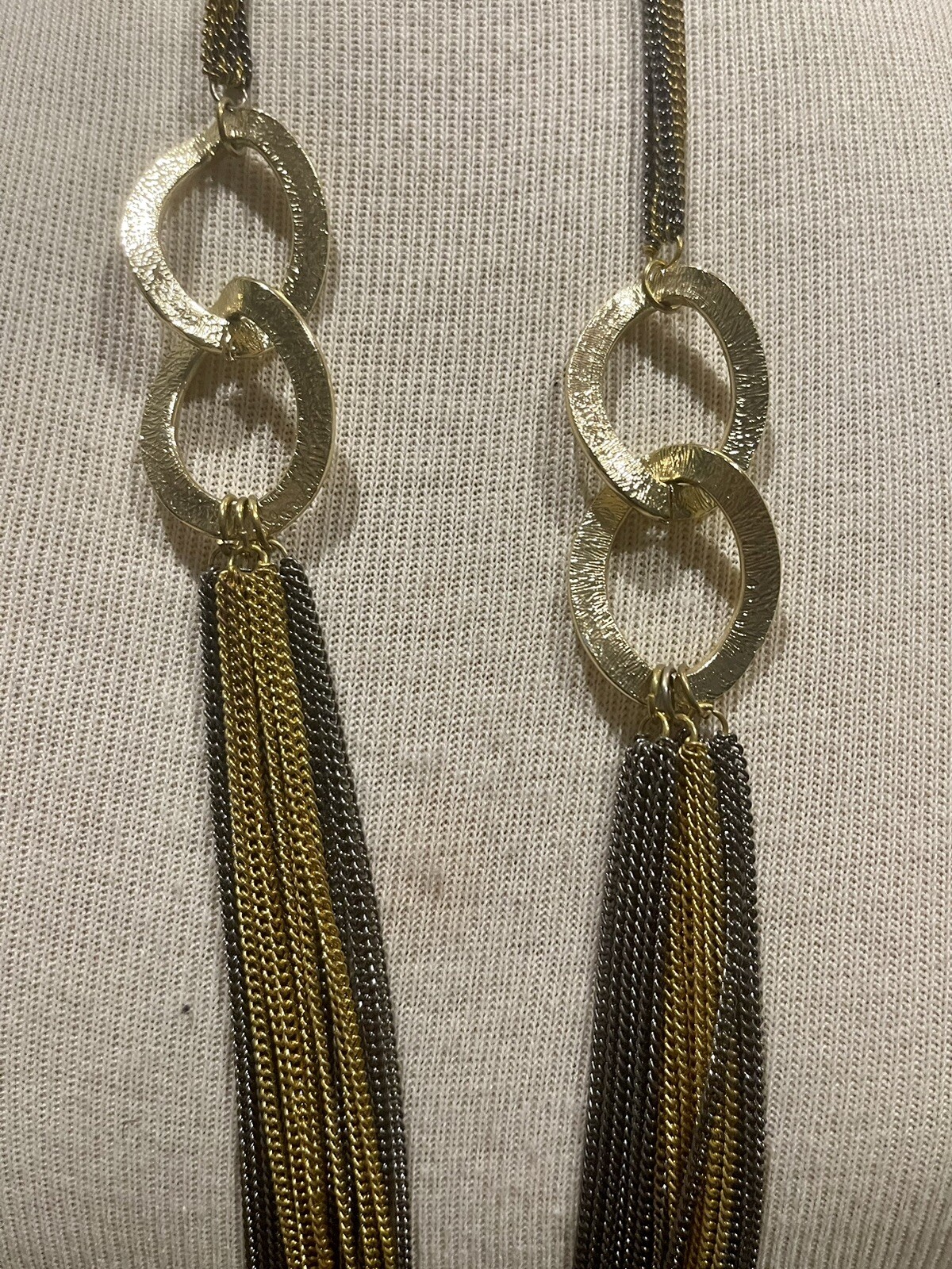Two Tone Multi Chain Open Circle Drape Adjustable… - image 5