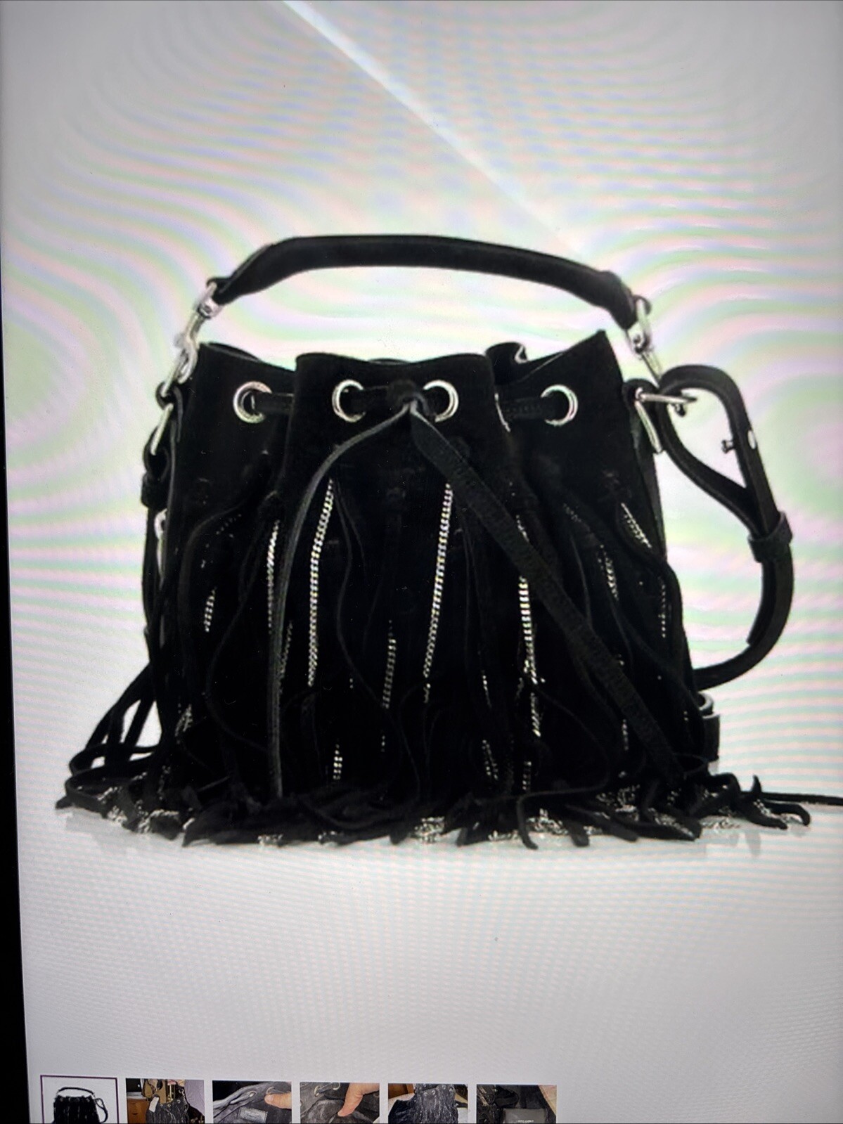 SAINT LAURENT Borsa con frange a catena Ysl Emmanuele