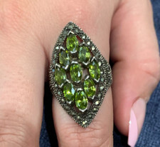 Vintage Peridot and Sterling Silver Extra Large Cocktail Ring 10g