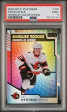 Tim Stutzle 2020-21 OPC Platinum Marquee Rookies Rainbow Color Wheel RC PSA 9
