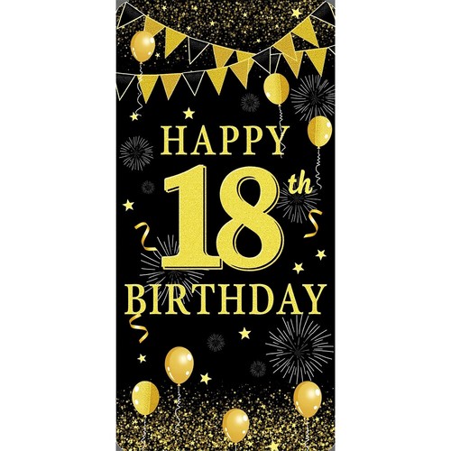 Black Gold Flag Door Hanging Banner 18th 30th 40th 50th Birthday Party Decor AU - Picture 4 of 10