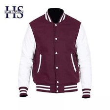 Hatch Sports Men’s Varsity Baseball Letterman Jacket Wool Body Genuine Cowhide L