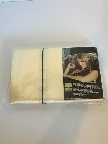 Vintage Sears 4-teiliges/Set Satin Bettwäsche volle Größe seidig luxuriös weich Satin Bett NEU - Bild 7 von 7