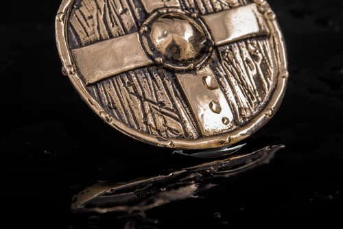 Rollo's Viking Shield Pendant Unique Handmade Men's Necklace Norse Armor Jewelry - Picture 9 of 11