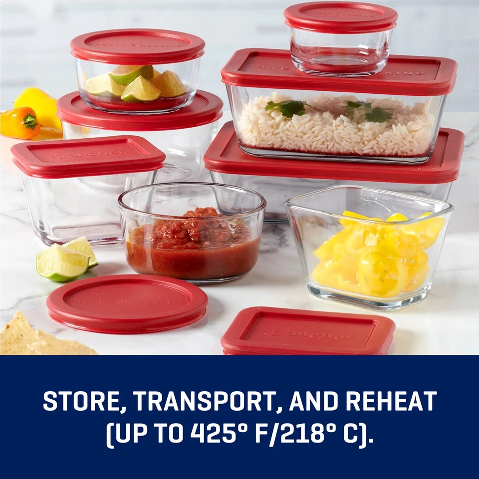 Anchor Hocking SnugFit Glass Food Storage Containers with Lids, 16 Piece Set - Image 4 of 4