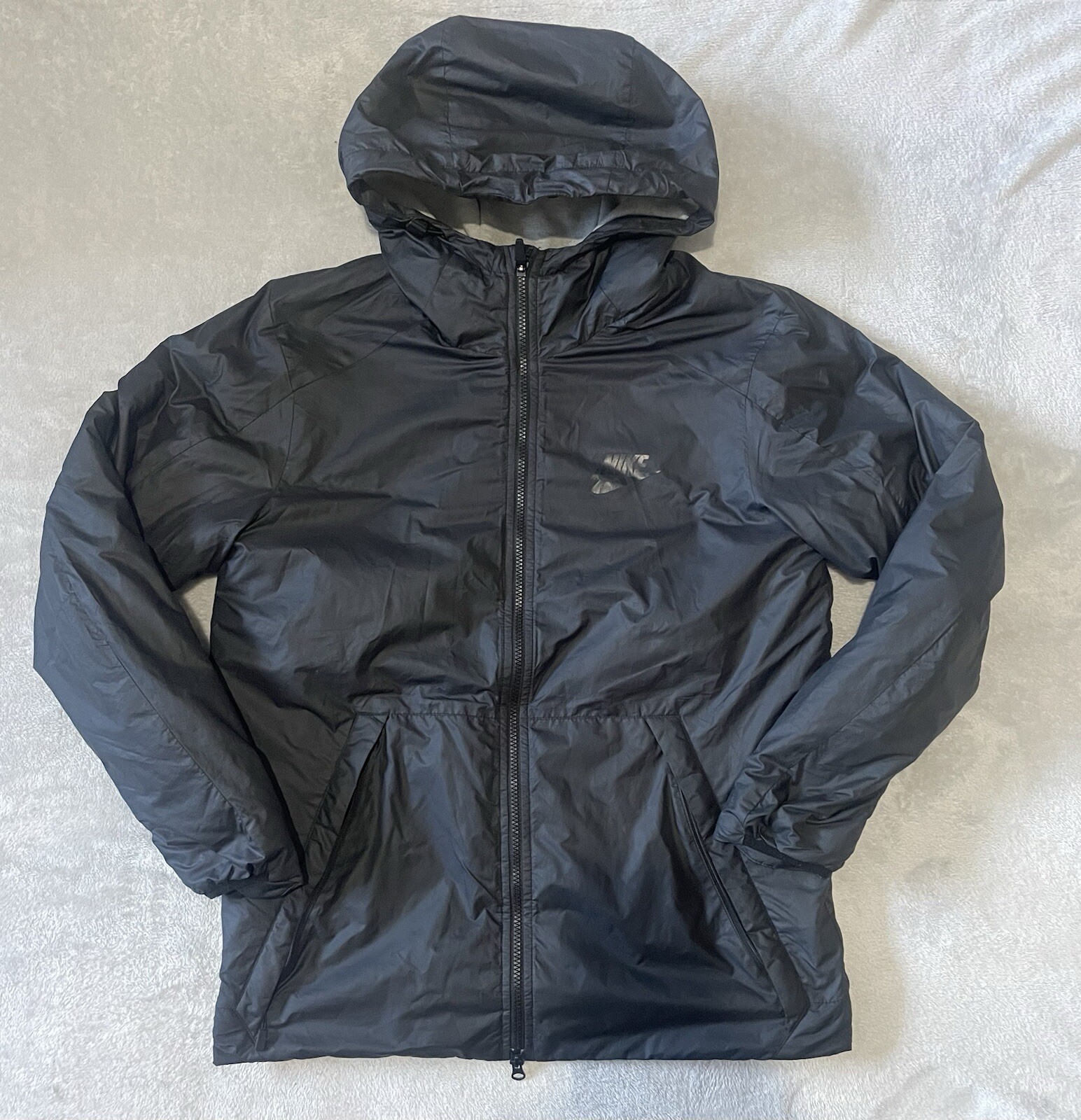 SACAI X NIKE Nike Giacca Cappotto Con Cappuccio Nero Full Zip Taglia Media Large