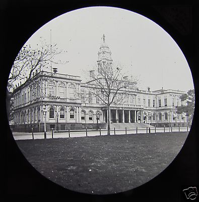 Glas Magic Lantern Slide CITY HALL PERSPECTIVE NY C1890 USA NEW YORK