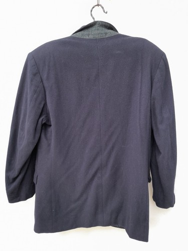 Vintage Burberry Blazer Jacket Mens L Navy Wool Cashmere Boxy Made in Spain 80s - Picture 3 of 16